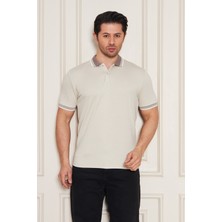 Erkek Jeuss Oysho Kumaş Yakalı Bej Tshirt