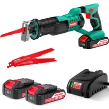 Enyaza Home For Better Lıfe Akülü Saber Testere, 18V Pil Pistonlu Testere, Akülü Elektrikli Testere, Ayarlanabilir Hızlar 0-2800RPM, 4 × Testere Bıçakları, 2AH Ile, 2 × Piller, Ahşap ve Metal Kesmek Için Ideal