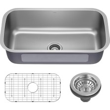 Enyaza Home Premier 32" Undermount 18-Gauge Paslanmaz Çelik Tek Kase Mutfak Evyesi