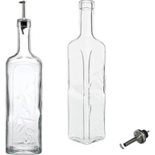 Enyaza Home Paşabahçe Homemade Metal Tıpalı Yağlık & Sirkelik, Şeffaf, 1 Litre ve Cam Yağlık Sirkelik