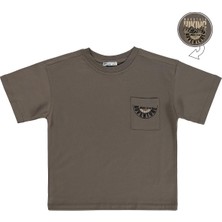 Civil Boys Hıkıng Sırt Baskılı 10-13 Yaş Tişört - Kahverengi
