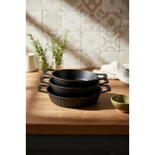 Enyaza Home Bernardo Olimpos 3'lü Döküm Sahan Seti Siyah (18-20-22 Cm)