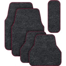 Fiat / Tofaş Murat 124 Uyumlu Kaymaz Tabanlı Siyah Halı Paspas Kırmızı Dikişli