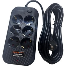 Art&Gift Zuma Termal Akım Korumalı 6 Soket 5 Metre Priz Açma Kapama Tuşlu Çocuk Korumalı Siyah