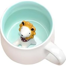 Enyaza Home Mukko Home 3D Porselen Kupa – Sevimli Aslan Figürlü, 350 Ml, Eğlenceli ve Şık Tasarım,mavi