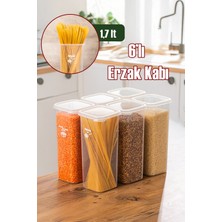 Porsima 5341 6lı Etiketli Kare Un Erzak Bakliyat Saklama Kabı Takımı Seti 1.70 Lt - Şeffaf