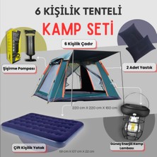 Özbience 6 Kişilik Otomatik Kamp Çadırı ve Şişme Yatak Seti ile Aydınlatma