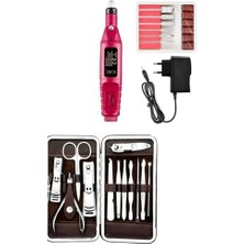 Enyaza Home Elektrikli 12V Tırnak Törpü Manikür Pedikür Makinesi Seti ve 12 Parça Çantalı Manikür Pedikür Set