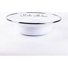 Enyaza Home Love Emaye Çukur Makarna ve Salata Tabağı