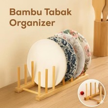 Enyaza Home Bambu Tabaklık Kurutmalık – Ahşap Tabak Düzenleyici Stand, Katlanabilir Bulaşıklık, Tabak Kapak Bardak Organizer (Doğal Bambu)
