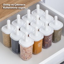 Enyaza Home Porsima 1103 14LÜ Kaydırmalı Kaşıklı Sızdırmaz Kapaklı Etiketli Yağdanlıklı Baharatlık Seti-Saklama Kabı Beyaz