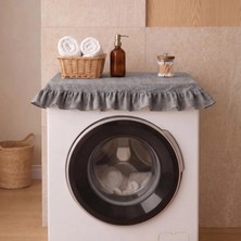 NDC Home Fırfırlı Çamaşır Makinesi Örtüsü - Çeyizlik Dekoratif Banyo Makine Kılıfı- Antrasit