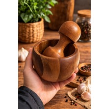 Mis Kitchen Akasya Havan ve Tokmak – Doğal Ahşap Baharat Öğütücü Havan – Sarımsak, Baharat ve Havan Seti