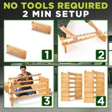 Enyaza Home Nutrichef Bambu Istiflenebilir Şarap Rafı, 12 Katmanlı 108 Şişe Kapasitesi Serbest Daimi Zemin, Alet Montajsız, Mutfak ve Mahzen Için Modüler Depolama Teşhir Rafı 85 cm x 25 cm x 159 cm