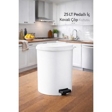 PremiumPort 25 Lt Banyo Mutfak Çöp Kutusu, Oedallı, Iç Kovalı, Beyaz, Pratik Kullanım
