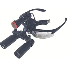 Barishan Barışhan Medikal Siyah Plastik Çerçeveli Loupe Büyüteç Gözlük 6X-400 5W Ayarlanabilir Işıklı Sabit Pupil Mesafeli Dişçi Gözlüğü