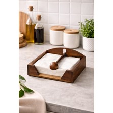 Mis Kitchen Akasya Ahşap Peçetelik – Masa Üstü Rüzgar Önleyici Peçete Tutucu 19X19 cm Organizer