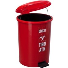 PremiumPort 40 Litre Pedallı Çift Kovalı Tıbbi Atık Çöp Kovası Kırmızı