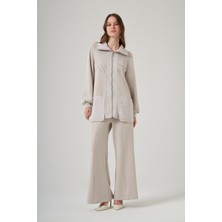 Nuss 1046 Önü Taş Detaylı  Pantolonlu Takım