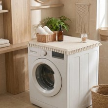 NDC Home Ham Ponponlu Monica Çamaşır Makinesi Örtüsü - Çeyizlik Dekoratif Banyo Makine Kılıfı