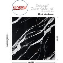 Brano 60X60 cm Kendinden Yapışkanlı Duvar,banyo,tezgah Arası Siyah MERMER-100 Adet