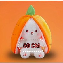 NB Market Fermuarlı Havuç Tavşan Peluş 40-50CM Oyuncak Tüylü Tavşan Hediyelik Yumoş Arkadaş