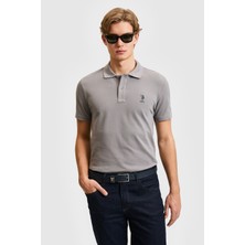 U.S. Polo Assn. Erkek Slim Fit Polo Yaka Gri Basic Tişört 50322304-VR024