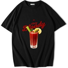 Brz Collection Unisex Oversize Bloody Mary T-Shirt Siyah