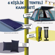 Özbience 6 Kişilik Otomatik Tenteli Kamp Çadırı ve Şişme Yatak Seti