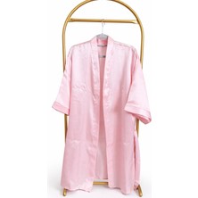 Oyuncu İşleri Lüks Saten Gelin Sabahlığı - Işıltılı "bride" Detaylı (Pembe)