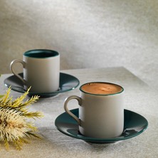 Enyaza Home Schafer Aurora 2 Kişilik Kahve Fincan Seti 4 Parça-Gri/yeşil