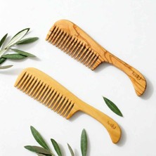 Hakiki Saplı Şimşir ve Zeytin Tarak Seti 23 cm | Doğal El Yapımı