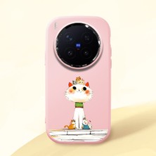 Ucuc Vivo X300 Pro Uyumlu Darbe Emici Kamera Korumalı Pembe Silikon Özel Baskı Desenli Kılıf