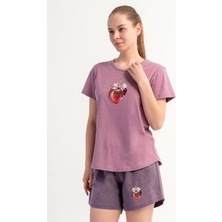 Vienetta Pamuklu Kadın Kısa Kol Şortlu Pijama Takım, 601140