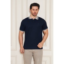Erkek Jeuss Oysho Kumaş Yakalı Lacivert Tshirt