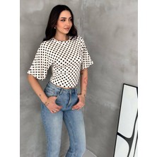 Noa Noa Kısa Kollu Puantiyeli Bluz