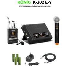 König K-302EY Kablosuz Mikrofon (El + Yaka Uhf Çift Kanal)