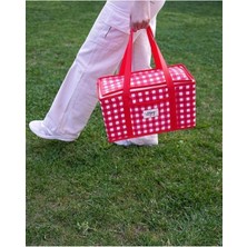 Özbience Kırmızı Ekoseli Termo Piknik Çantası 35X20X20 cm