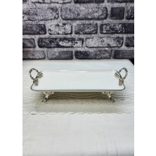 SEÇKİNEV Pisa Metal 4 Ayaklı Kulplu, Eskitme&gold Detaylı Güral Porselen 33*15CM