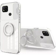 Pileli Store Ally Xiaomi Redmi 9c Kılıf Sürgülü Kamera Lens Korumalı Yüzük Standlı Silikon Kılıf