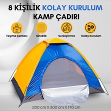 Özbience 8 Kişilik Kolay Kurulum Kamp Çadırı, Su Geçirmez, 200X300X170CM