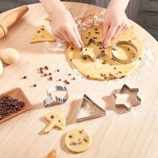 Enyaza Home Çelikpençe Paslanmaz Çelik Kurabiye Kalıpları Seti, Yıldız Üçgen Daire Şemsiye Şekilli, Pasta ve Kurabiye Kesme Kalıpları, 4 Parça L-00851