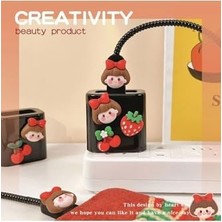 Enyaza Home 18W/20W Ile Uyumlu Şarj Kılıfı, Şarj Kablosu Örme Aparatı, Toparlayıcı, Kablo Koruyucu, Çilek