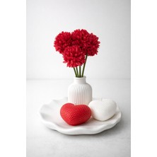 Nish Candles Anneler Günü Için Kalp Mum, Vazo ve Dekoratif Tabaklı Hediye Seti