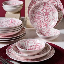 Güral Porselen Camelia 6 Kişilik 18 Parça Yemek Takımı 41865 -Pembe