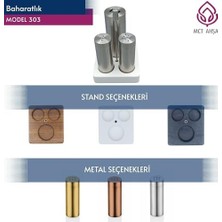 Enyaza Home 3'lü Paslanmaz Tuzluk, Karabiberlik ve Baharatlık - Antrasit Boyalı Dişbudak Platformlu