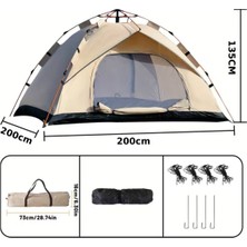 Özbience Su Geçirmez Otomatik Kamp Çadırı, 4 Kişilik, Kolay Kurulum, 200X200X135CM