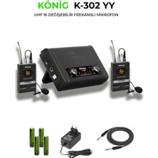 König K-302YY Kablosuz Yaka Mikrofon (Çift Yaka Uhf Mikrofon Seti)