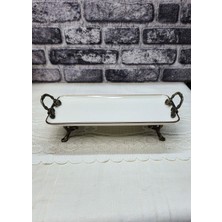 SEÇKİNEV Pisa Metal 4 Ayaklı Kulplu, Eskitme&gold Detaylı Güral Porselen 33*15CM
