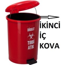 PremiumPort 30 Litre Pedallı Çift Kovalı Tıbbi Atık Çöp Kovası Turuncu